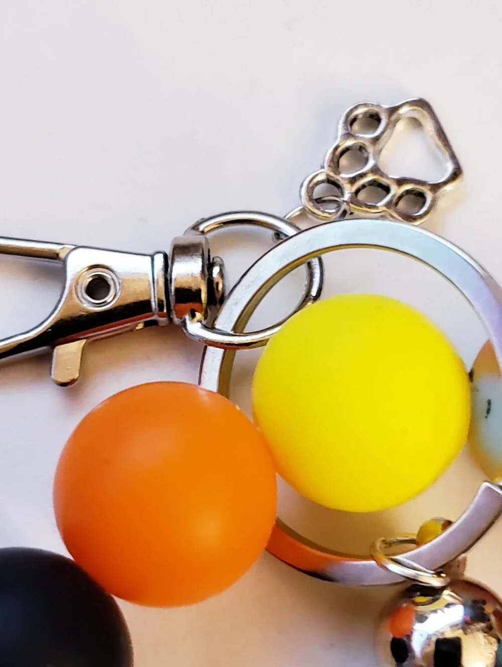Handmade Cat Dog Paw Silicone Focal Beaded Keychain Wristlet
